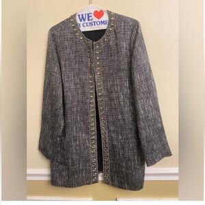 Chico’s blazer topper Size 2 with yellow stone embellishments down the front